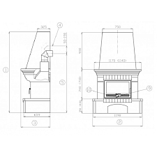 Каминная облицовка ABX Oxford klasik (цоколь песчаник, деревянная балка)